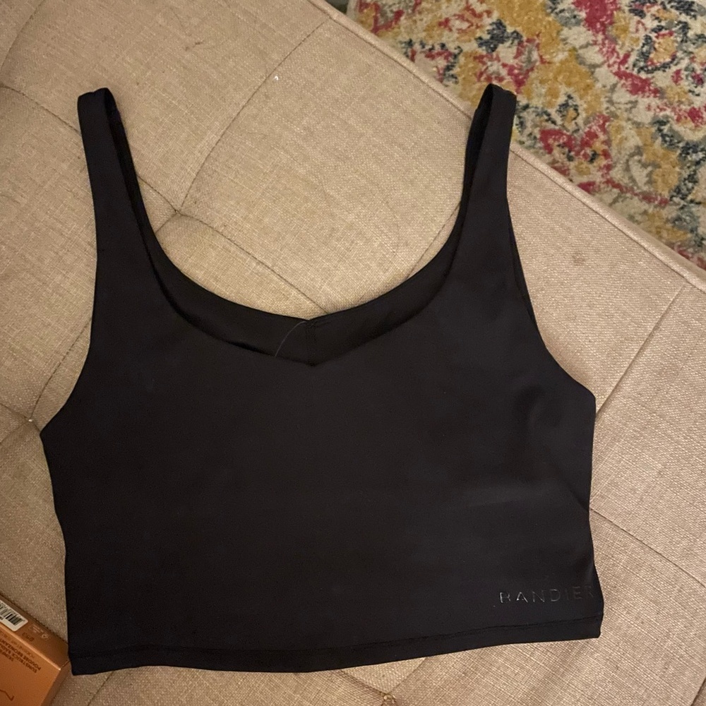 Nwt Bandier V-Neck Tempo Crop Bra In Black Size Small — image 8 of 8